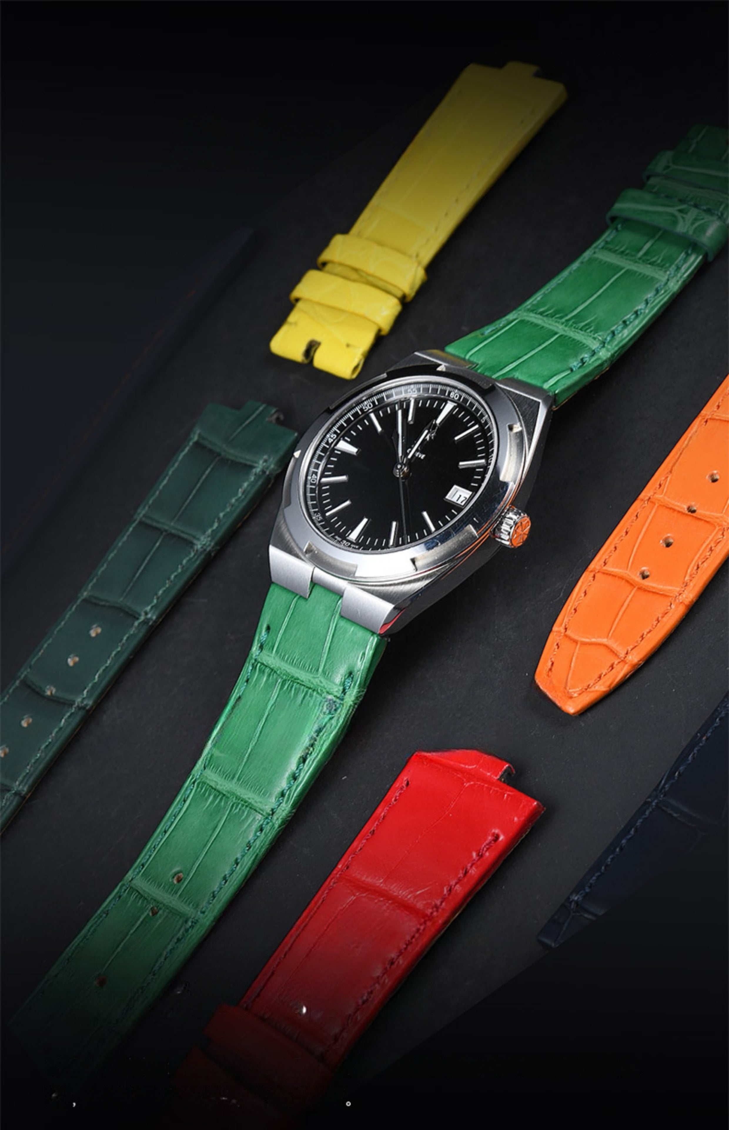 Fits Overseas 4500v 5500v 7900v watch strap, ALLIGATOR leather watch strap