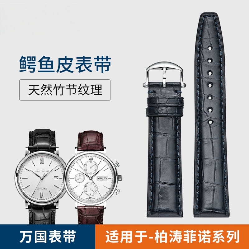 Alligator Leather Watch Strap for IWC, fits Portofino, Pilot, Portuguese 7, Portuguese Chronograph, Genuine Leather for Men