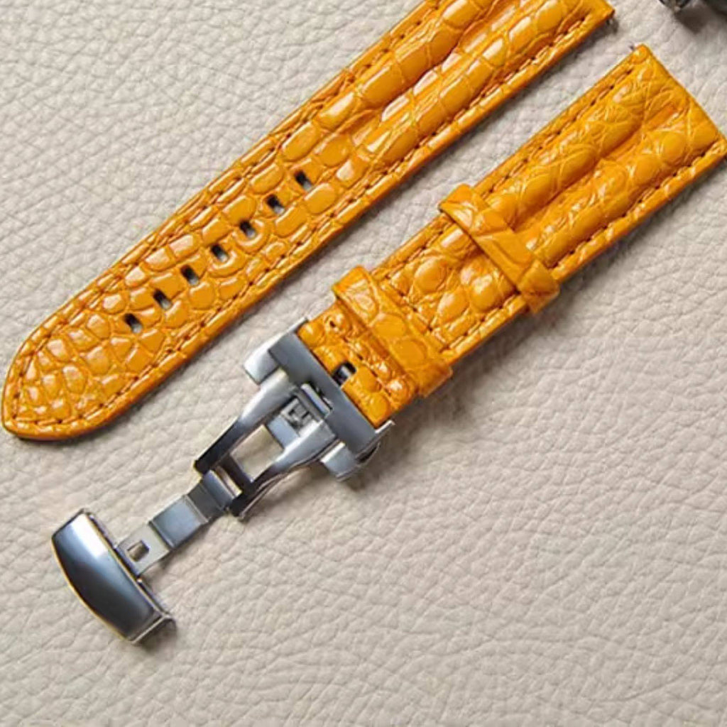 Soft Medium-Gloss American Alligator Leather Watch Strap for Men, Compatible with Blancpain Fifty Fathoms, 23mm