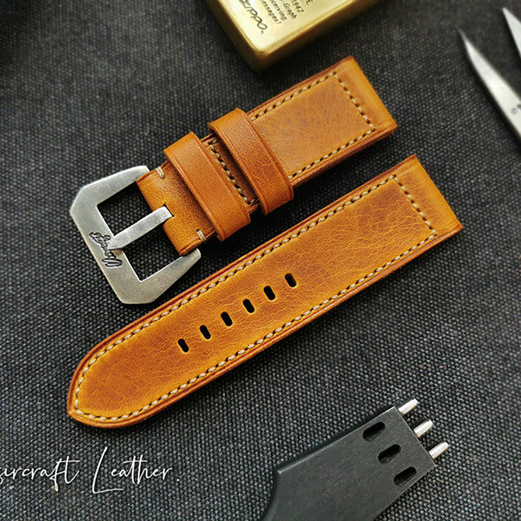 Handcrafted Italian Cracked Leather Watch Strap - Thickened Blue Version, Original Factory-Fitted