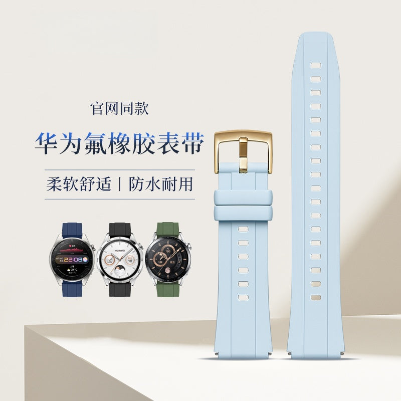 Fluorine Rubber Watch Strap for Huawei Watch GT4 / GT5 / GT6 / Buds, EasyFit, 22mm, For Men and Women.