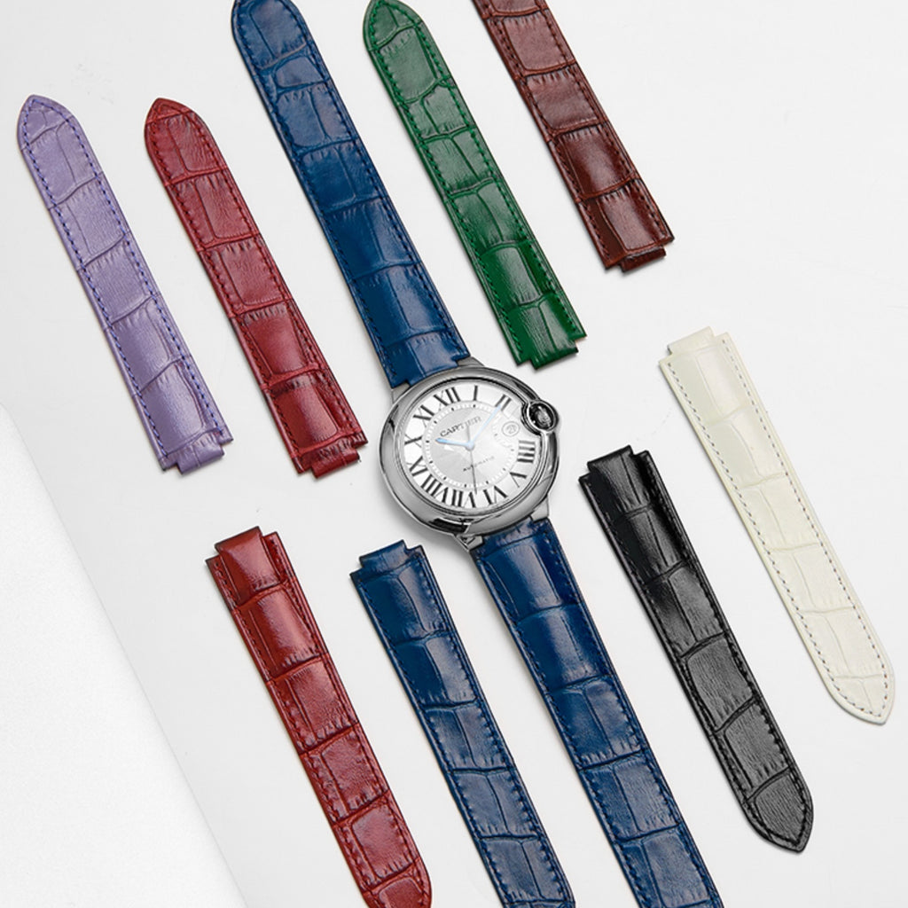 Genuine Alligator & Leather Watch Strap for Cartier Ballon Bleu 23mm Women's / 42mm Men's | Original Style