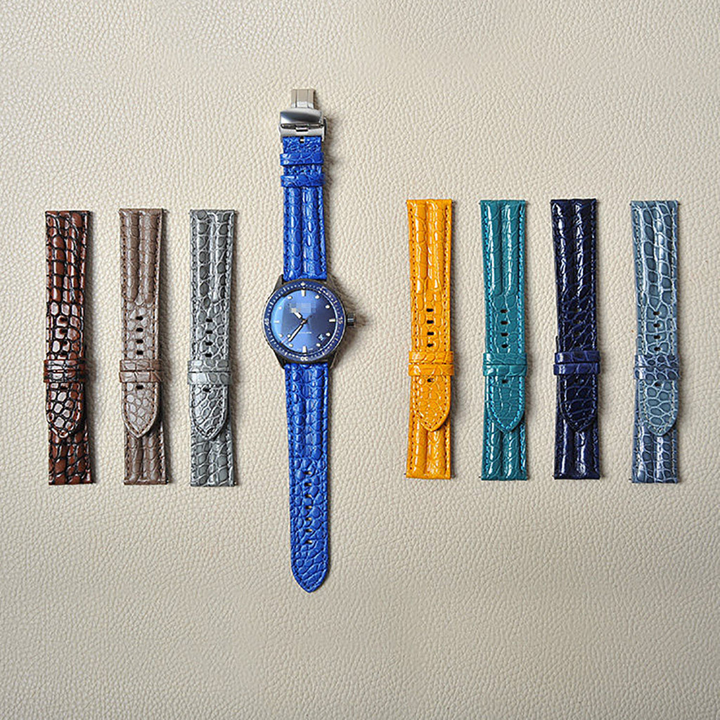 Soft Medium-Gloss American Alligator Leather Watch Strap for Men, Compatible with Blancpain Fifty Fathoms, 23mm