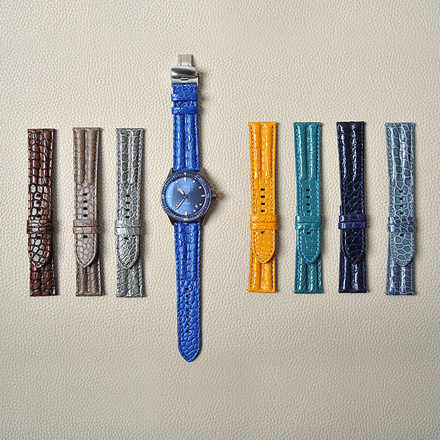Soft Medium-Gloss American Alligator Leather Watch Strap for Men, Compatible with Blancpain Fifty Fathoms, 23mm