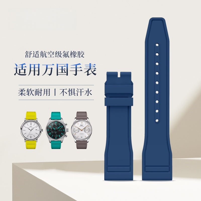 Fluorine Rubber Watch Strap for IWC, Fits Pilot, Mark XVIII, Big Pilot, Portofino, Portuguese Chronograph, Portuguese 7 Watches, For Men