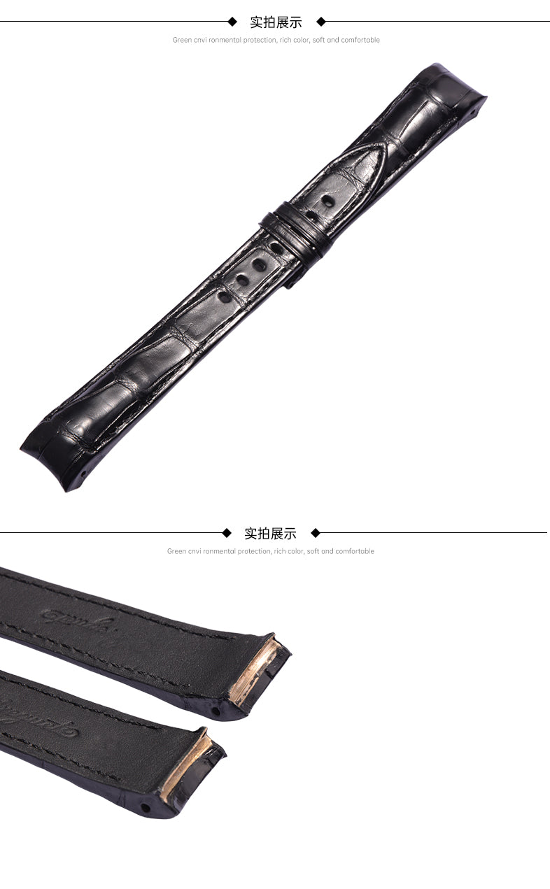 Compatible with Breguet Marine 5817ST series, imported American ALLIGATOR leather curved-end watch strap for men and women