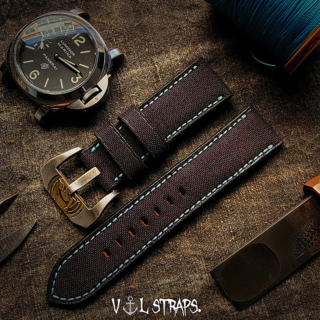 Handmade Nylon Watch Strap Customization - Waterproof, Sweat-Resistant, Durable & Soft, Black & Red, Raised Texture, Pin Buckle