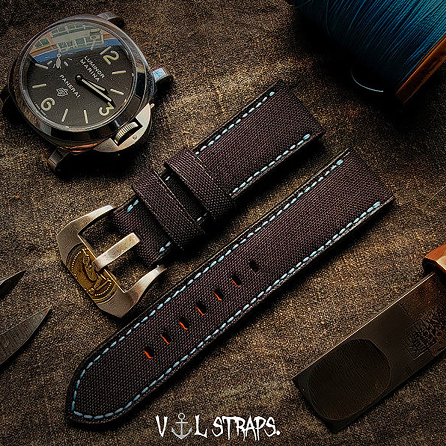 Handmade Nylon Watch Strap Customization - Waterproof, Sweat-Resistant, Durable & Soft, Black & Red, Raised Texture, Pin Buckle