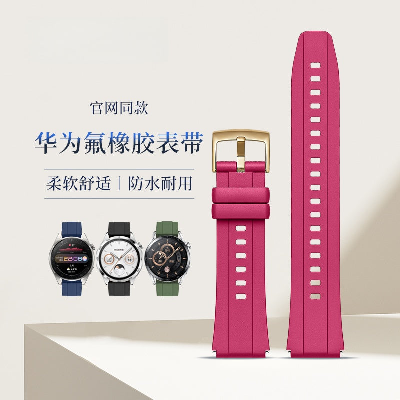 Fluorine Rubber Watch Strap for Huawei Watch GT4 / GT5 / GT6 / Buds, EasyFit, 22mm, For Men and Women.