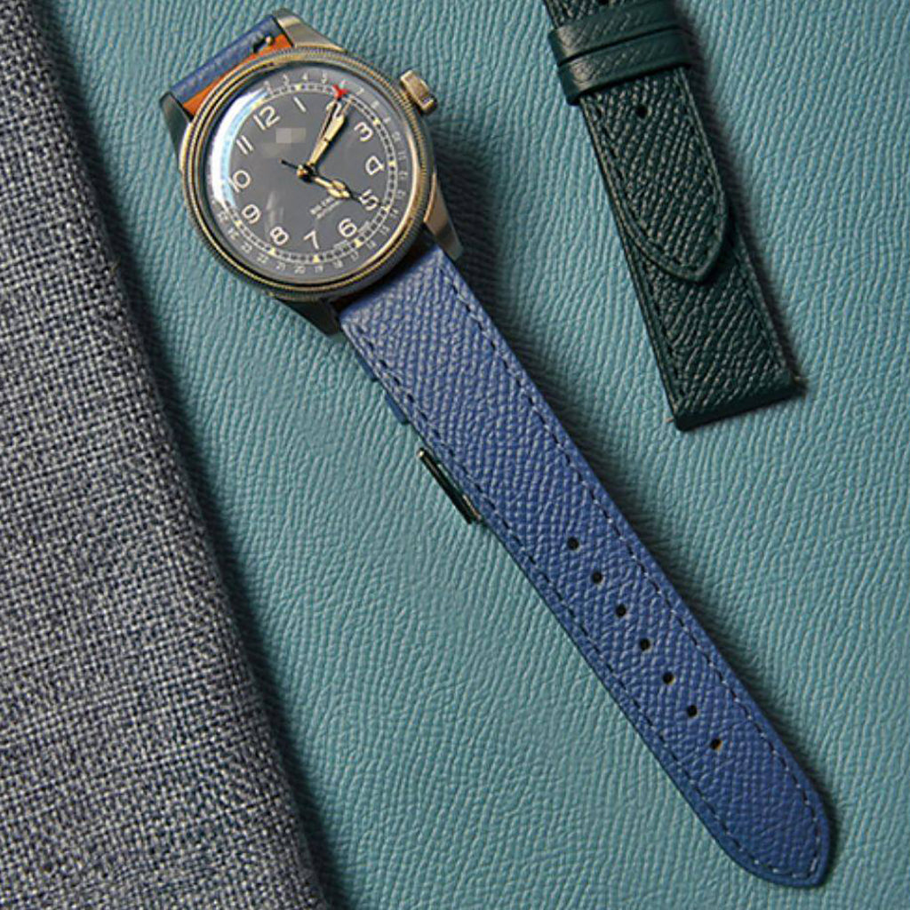 New French EPSOM Palm Pattern Cowhide Leather Watch Strap, Suitable for Omega and Tisso