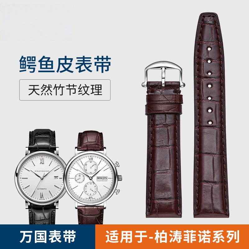 Alligator Leather Watch Strap for IWC, fits Portofino, Pilot, Portuguese 7, Portuguese Chronograph, Genuine Leather for Men