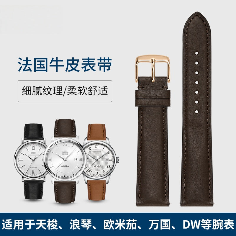 Nappa genuine cowhide leather watch strap for men and women, fits Omega, IWC, Mido, Tissot, Longines
