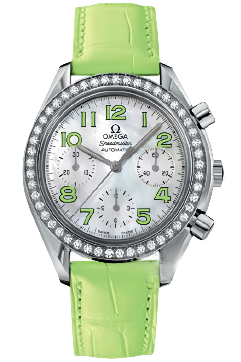 Compatible with Omega Seamaster Ladies' Grass Green ALLIGATOR Strap