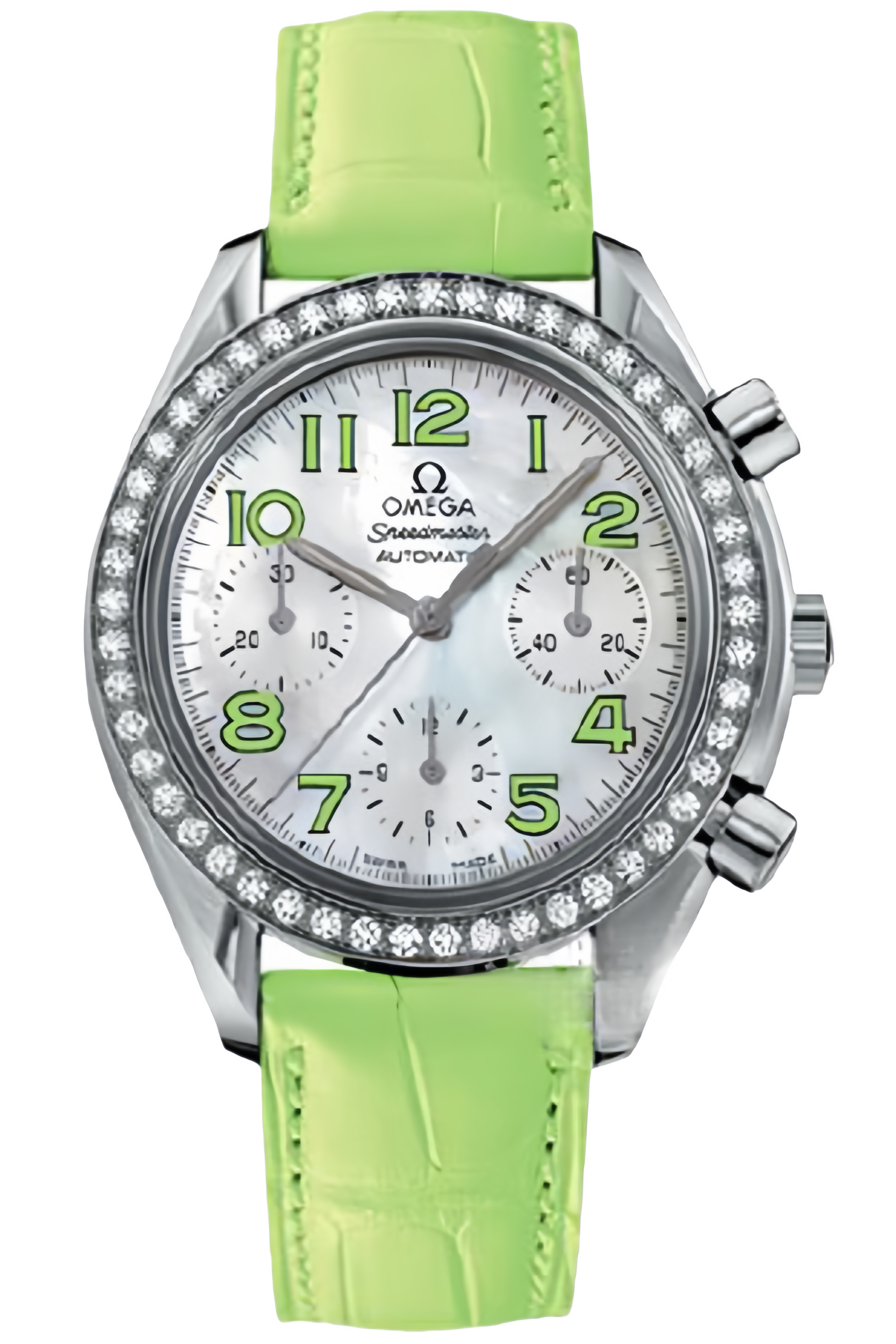 Compatible with Omega Seamaster Ladies' Grass Green ALLIGATOR Strap