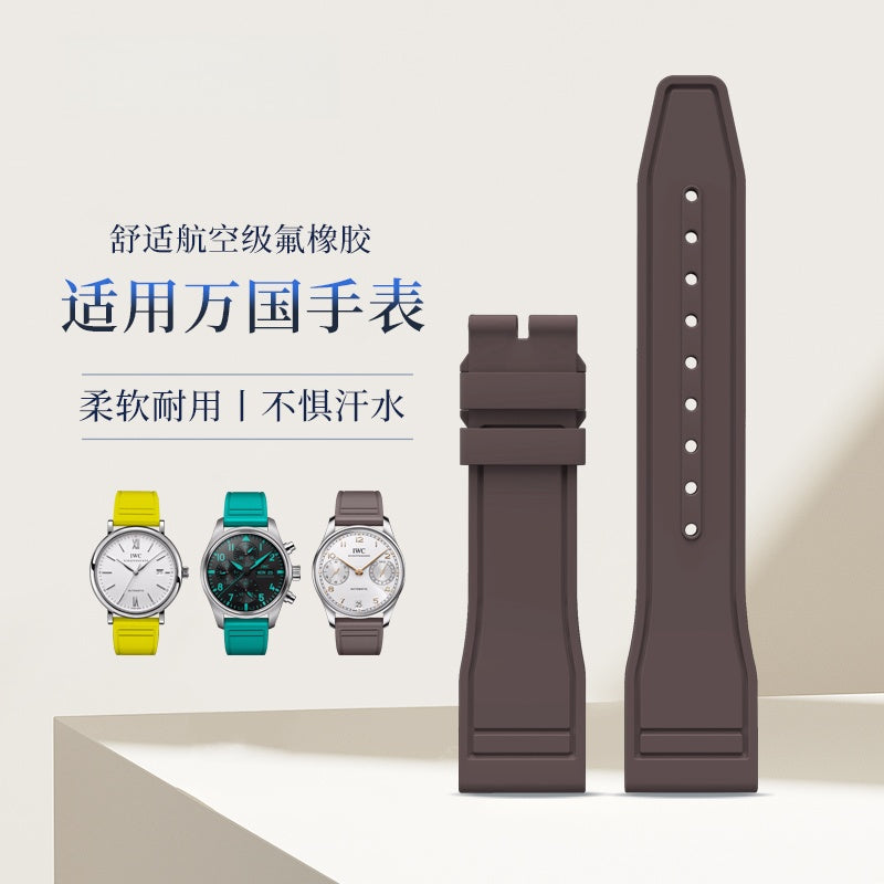 Fluorine Rubber Watch Strap for IWC, Fits Pilot, Mark XVIII, Big Pilot, Portofino, Portuguese Chronograph, Portuguese 7 Watches, For Men