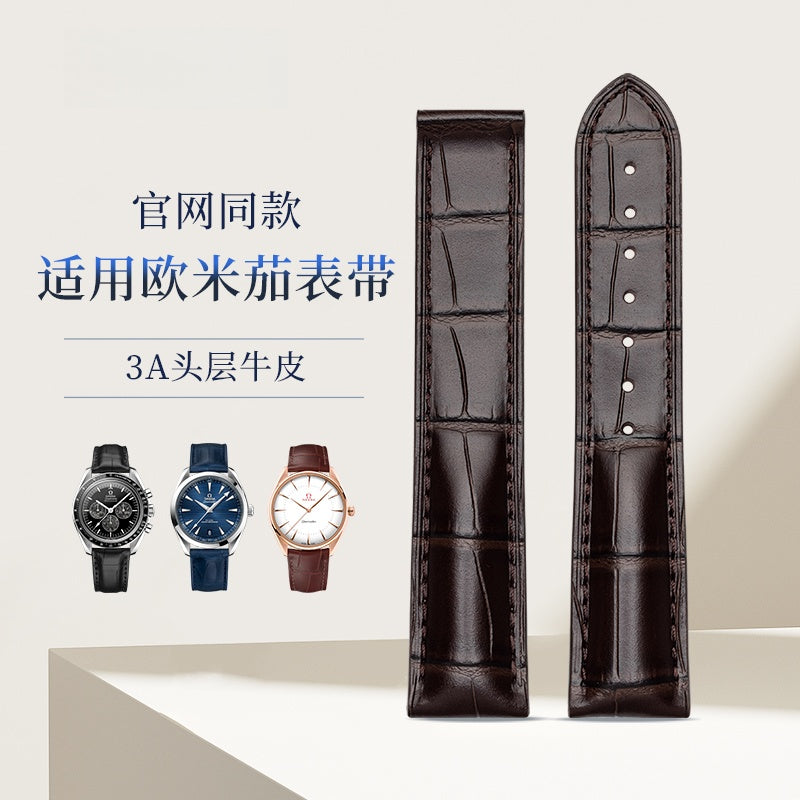 Genuine Leather Watch Strap for Men and Women, Original Quality, Fits Omega De Ville, Seamaster 300, Speedmaster
