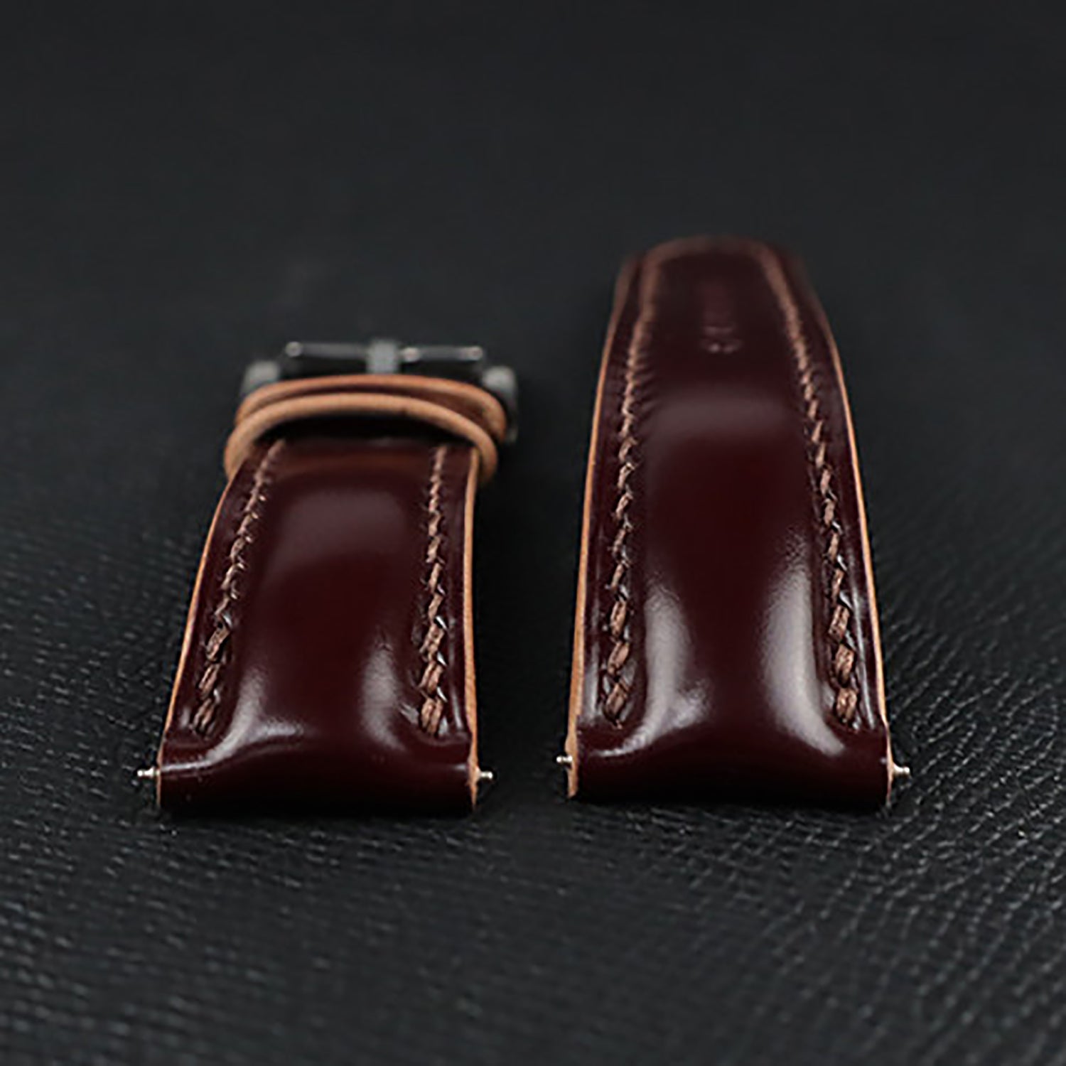 Compatible with Breitling & Tudor - Handmade Burgundy Horsehide Leather Watch Strap