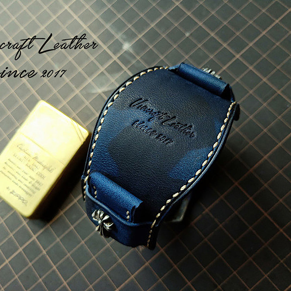Italian Camouflage Vegetable-Tanned Leather Watch Strap - Hypoallergenic Lining, Soft & Wear-Resistant, Pin Buckle, Customizable