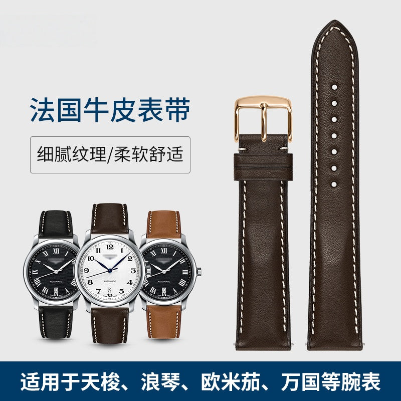 Nappa genuine cowhide leather watch strap for men and women, fits Omega, IWC, Mido, Tissot, Longines