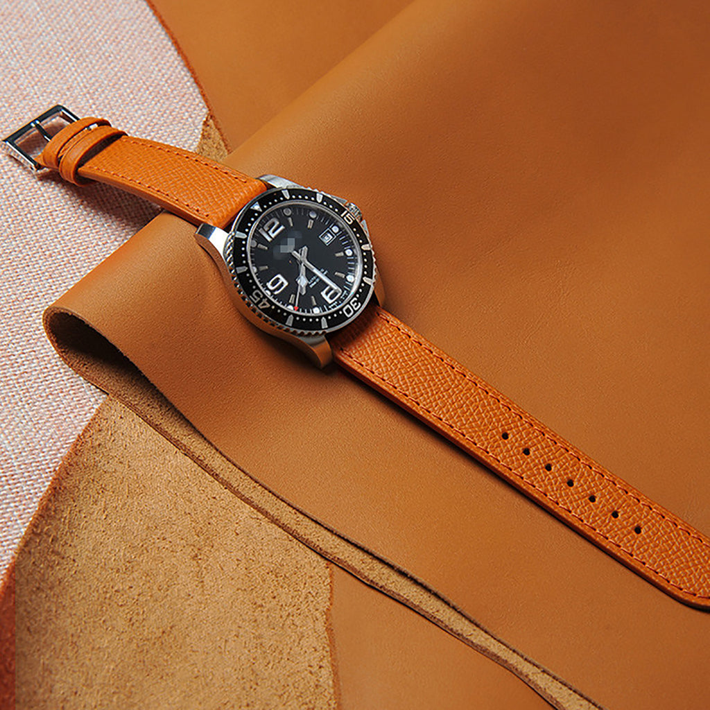 New French EPSOM Palm Pattern Cowhide Leather Watch Strap, Suitable for Omega and Tisso