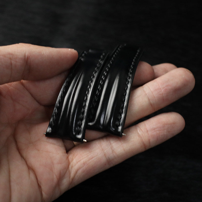 Handmade Cowhide Watch Strap for Rolex Oyster Perpetual Submariner (Black/Green), Yacht-Master, and Daytona (Rainbow)
