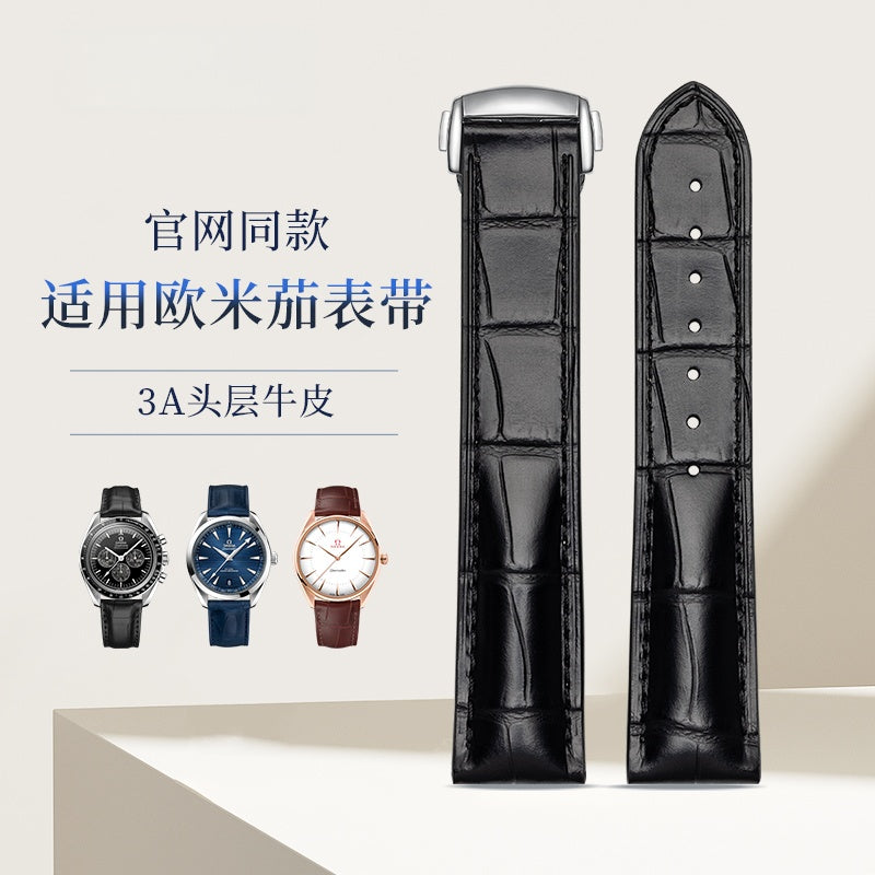 Genuine Leather Watch Strap for Men and Women, Original Quality, Fits Omega De Ville, Seamaster 300, Speedmaster