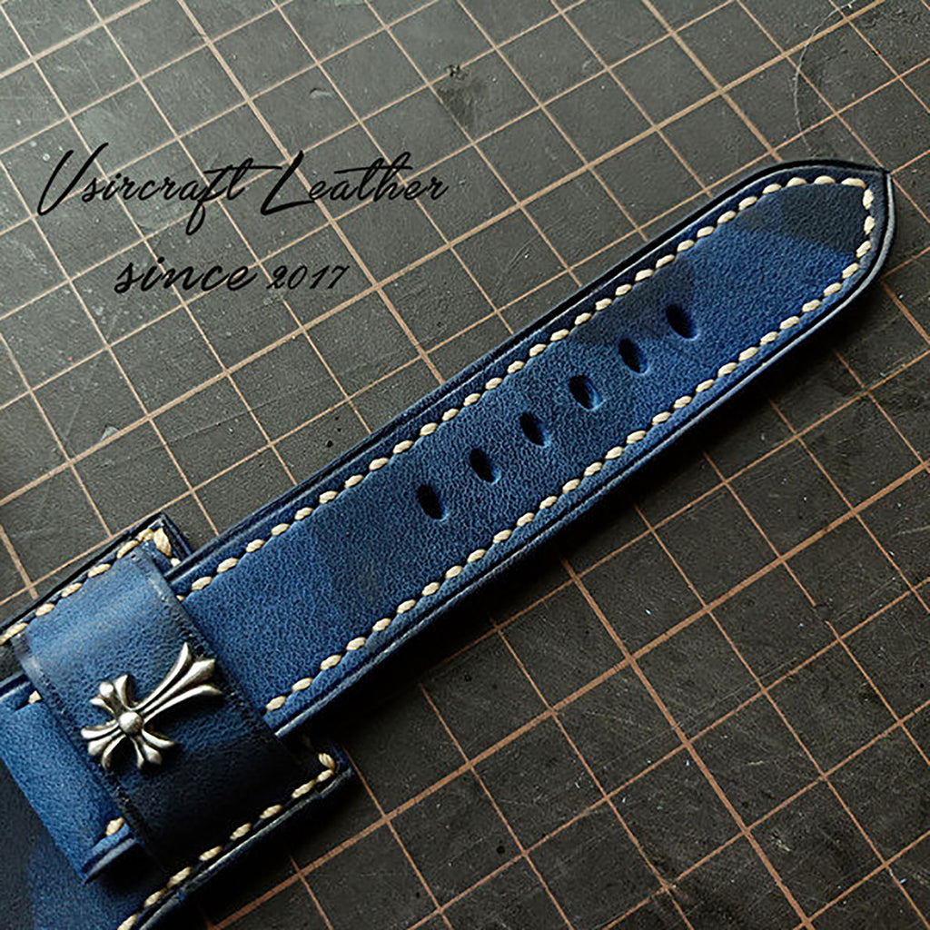 Italian Camouflage Vegetable-Tanned Leather Watch Strap - Hypoallergenic Lining, Soft & Wear-Resistant, Pin Buckle, Customizable