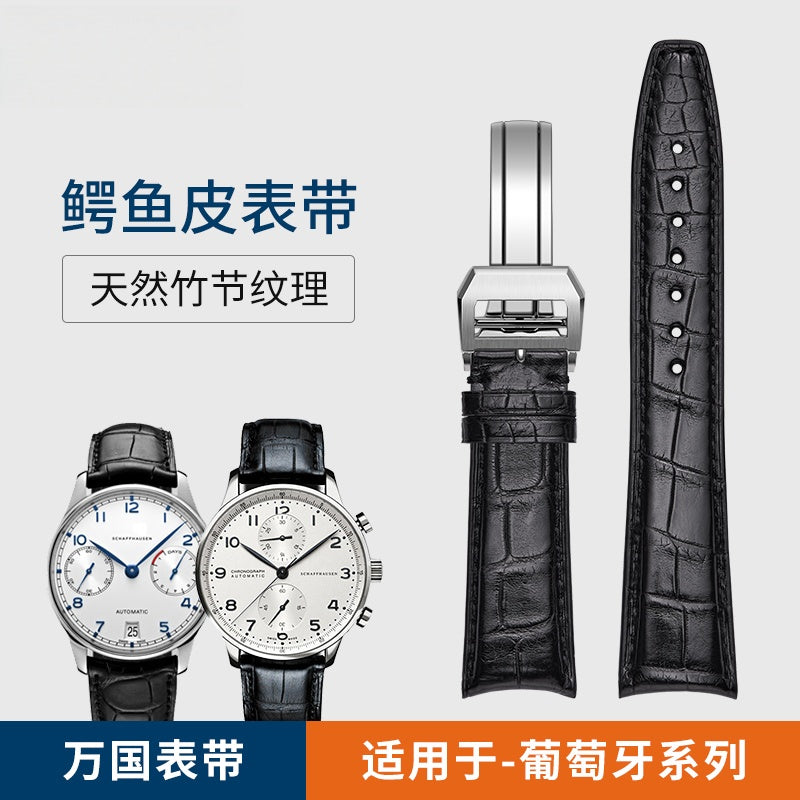 Alligator Leather Watch Strap for IWC, fits Portofino, Pilot, Portuguese 7, Portuguese Chronograph, Genuine Leather for Men