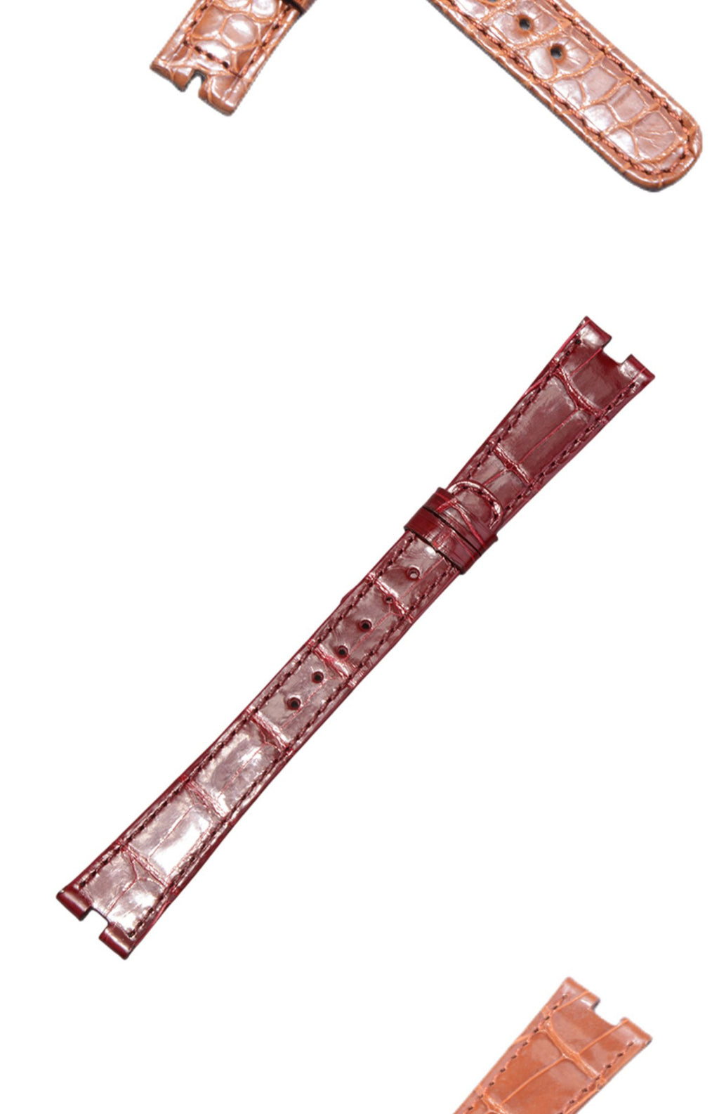 Compatible with Patek Philippe 3738 & 5738 series, ALLIGATOR leather watch strap for men and women, genuine original style with notched end.
