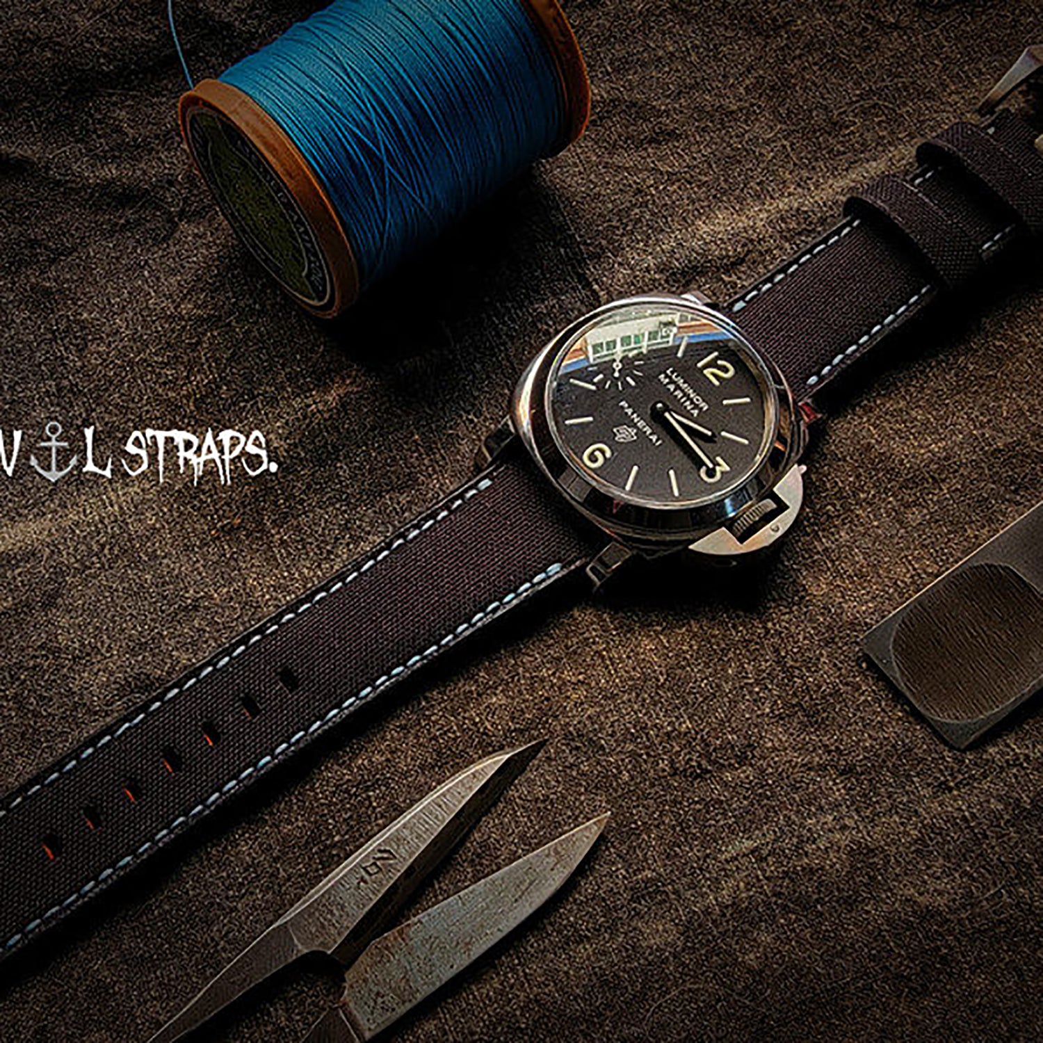 Handmade Nylon Watch Strap Customization - Waterproof, Sweat-Resistant, Durable & Soft, Black & Red, Raised Texture, Pin Buckle