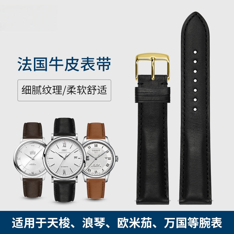 Nappa genuine cowhide leather watch strap for men and women, fits Omega, IWC, Mido, Tissot, Longines
