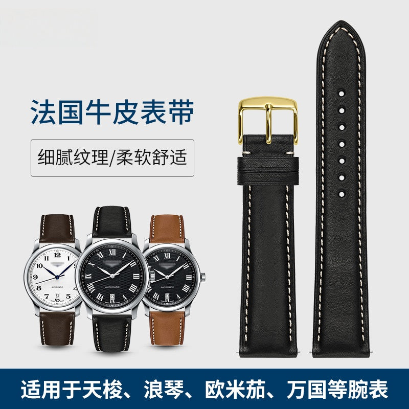 Nappa genuine cowhide leather watch strap for men and women, fits Omega, IWC, Mido, Tissot, Longines