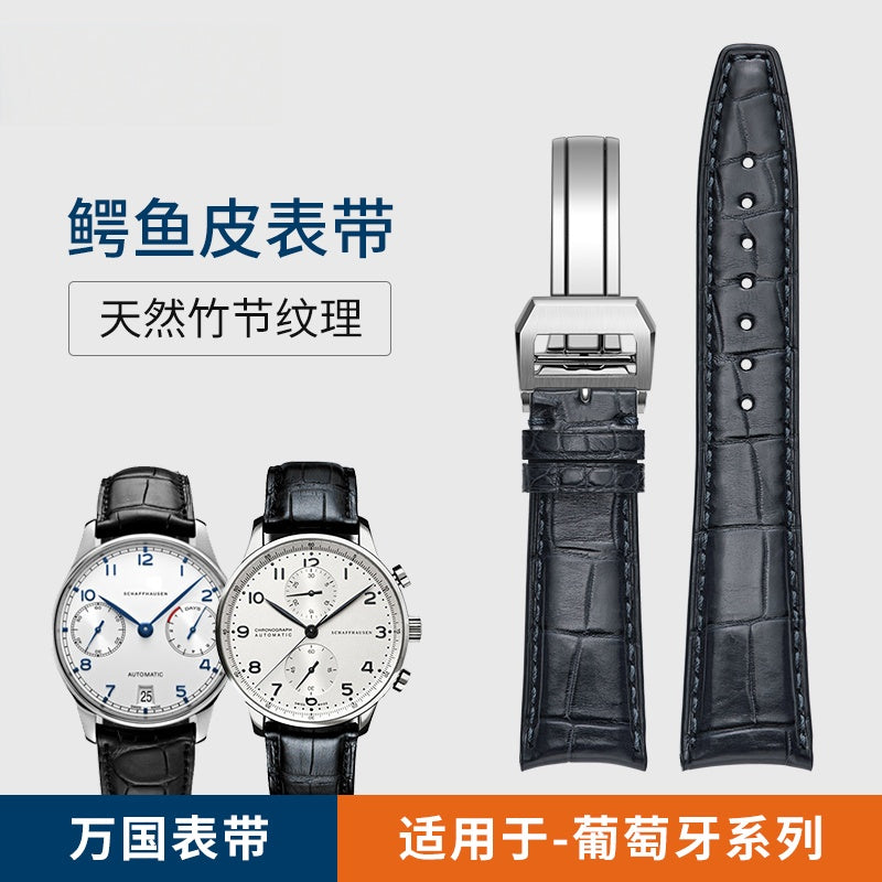 Alligator Leather Watch Strap for IWC, fits Portofino, Pilot, Portuguese 7, Portuguese Chronograph, Genuine Leather for Men