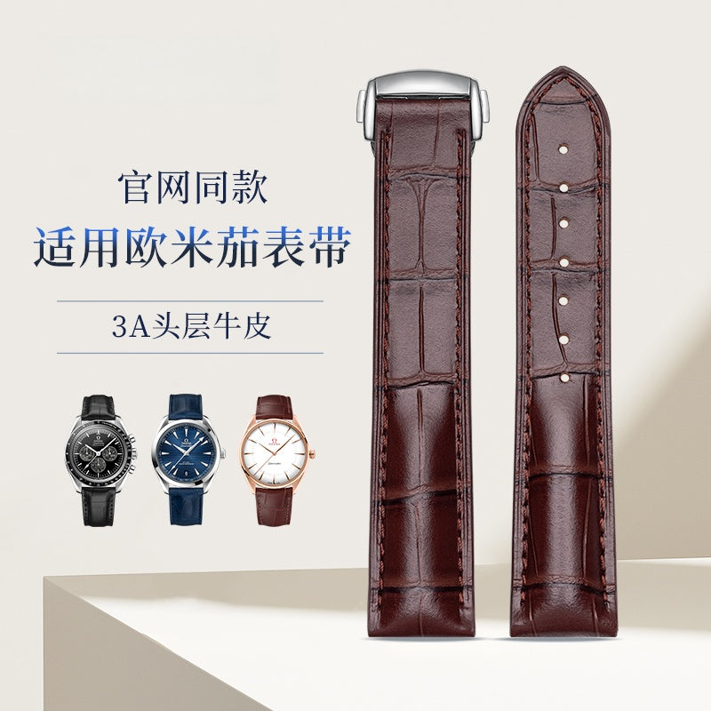 Genuine Leather Watch Strap for Men and Women, Original Quality, Fits Omega De Ville, Seamaster 300, Speedmaster