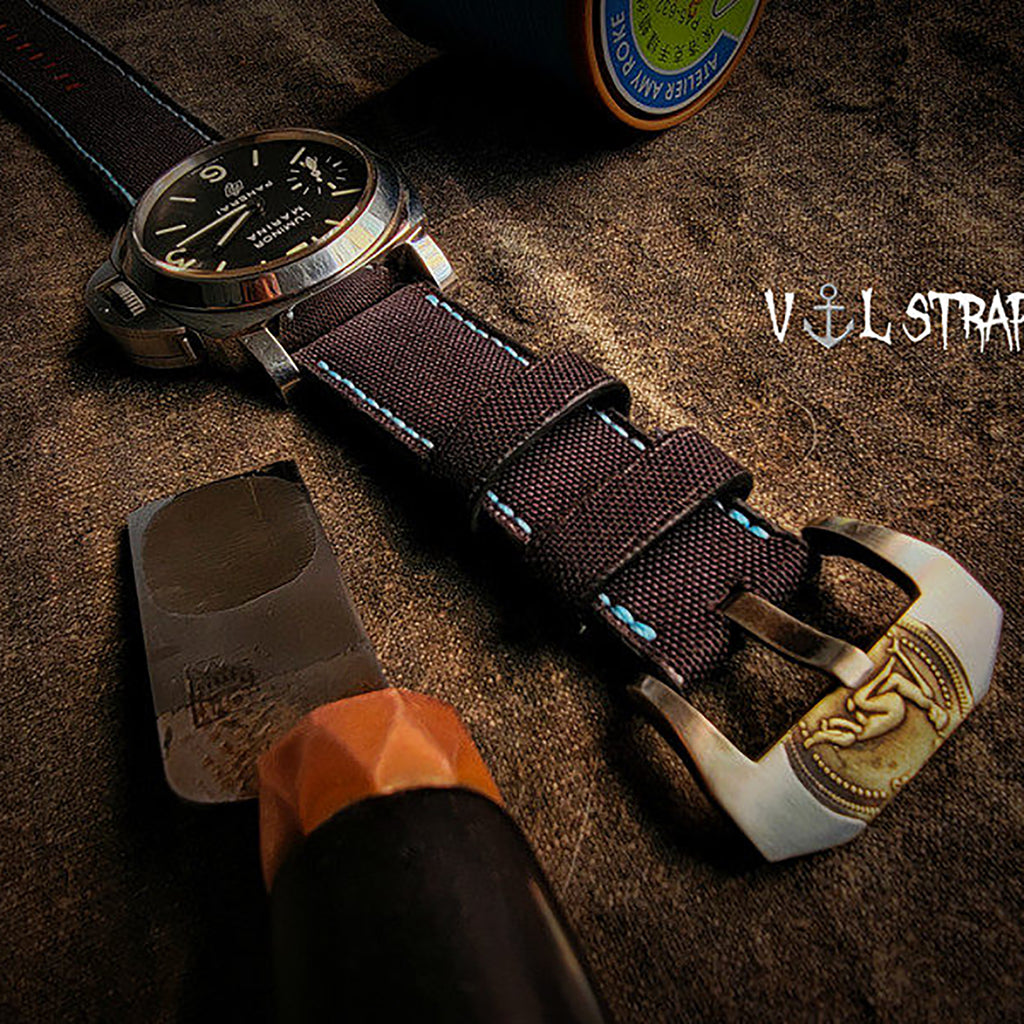 Handmade Nylon Watch Strap Customization - Waterproof, Sweat-Resistant, Durable & Soft, Black & Red, Raised Texture, Pin Buckle