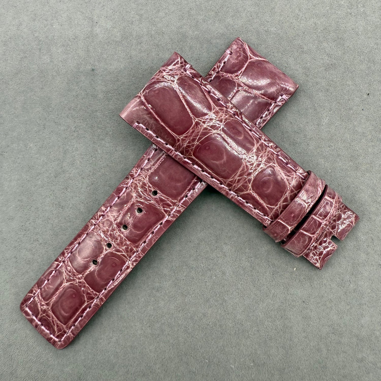 Compatible with Gucci Purple ALLIGATOR Bamboo Pattern Strap Handmade Custom