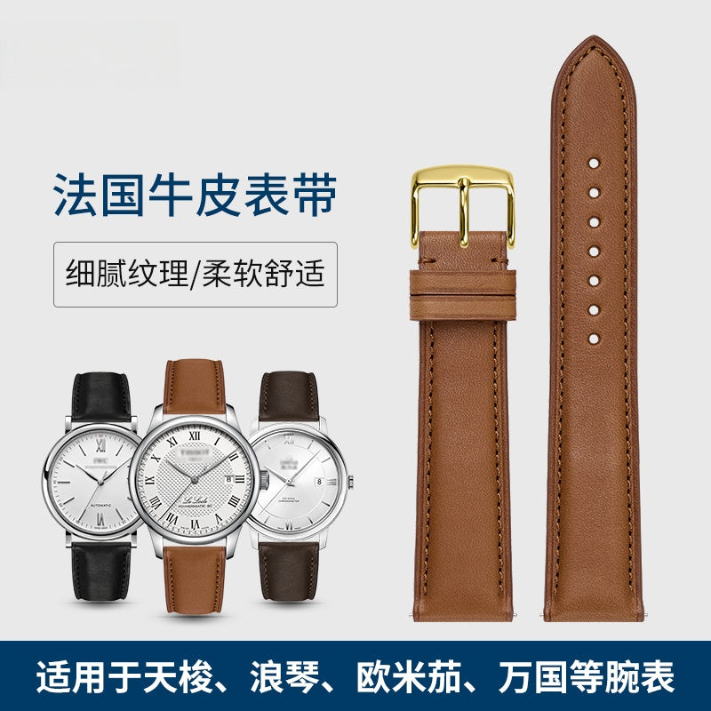 Nappa genuine cowhide leather watch strap for men and women, fits Omega, IWC, Mido, Tissot, Longines