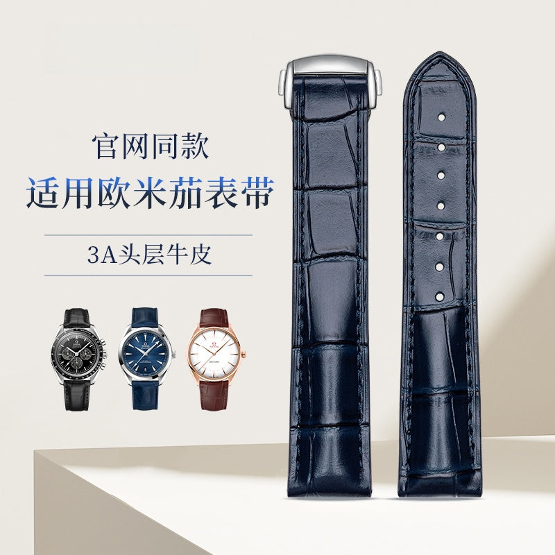 Genuine Leather Watch Strap for Men and Women, Original Quality, Fits Omega De Ville, Seamaster 300, Speedmaster