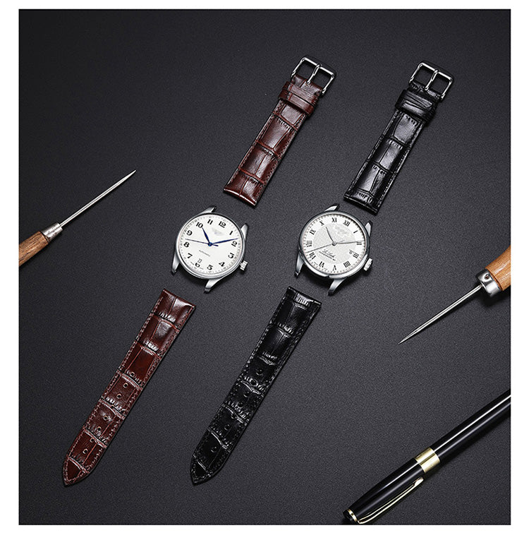 Genuine blue calfskin watch strap for men and women, fits Longines, Breitling, Citizen, Tissot