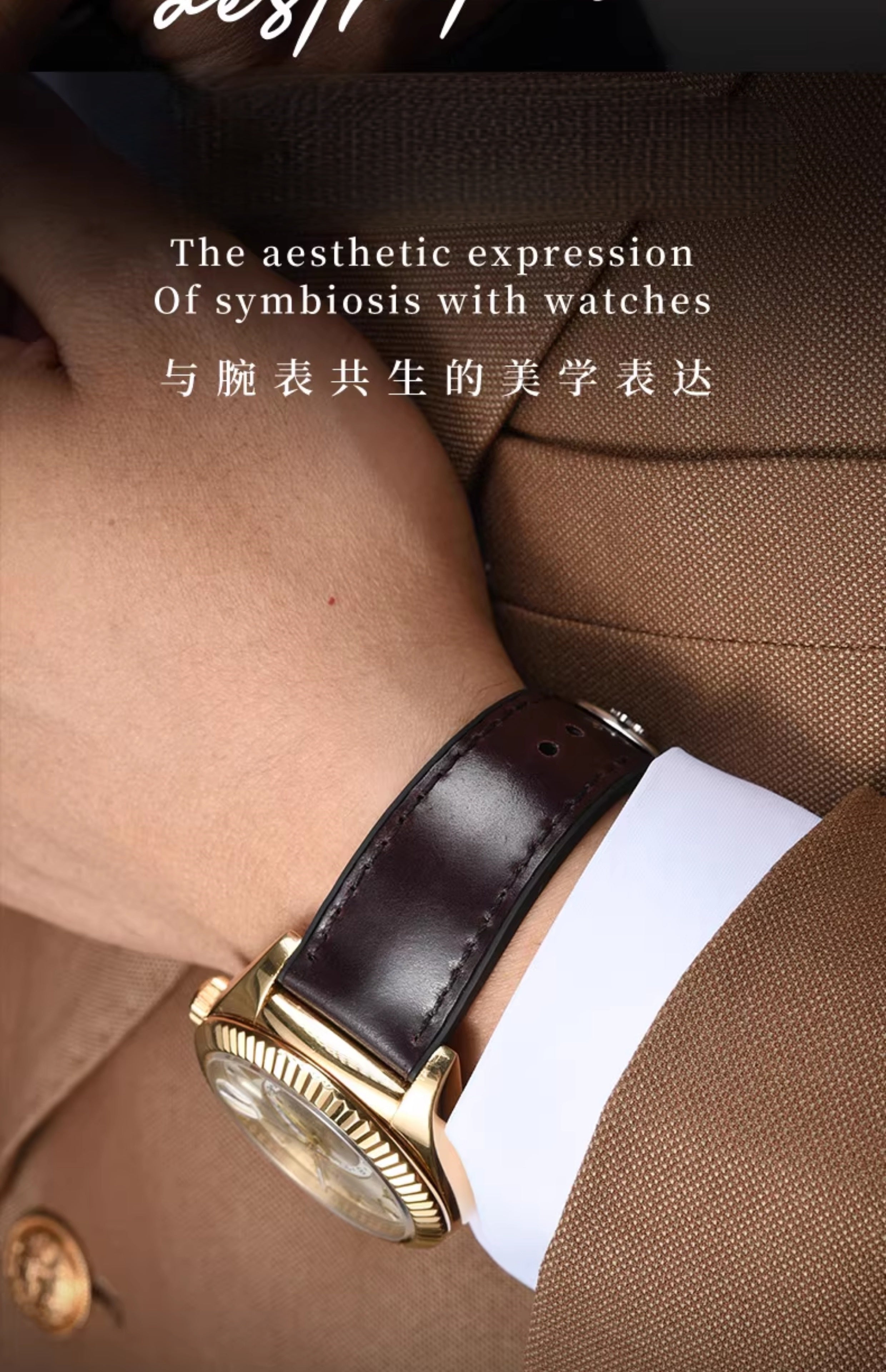 Fits Longines, Rolex, IWC, Omega Watch Straps – Cordovan Leather with Rubber Insert Watch Strap