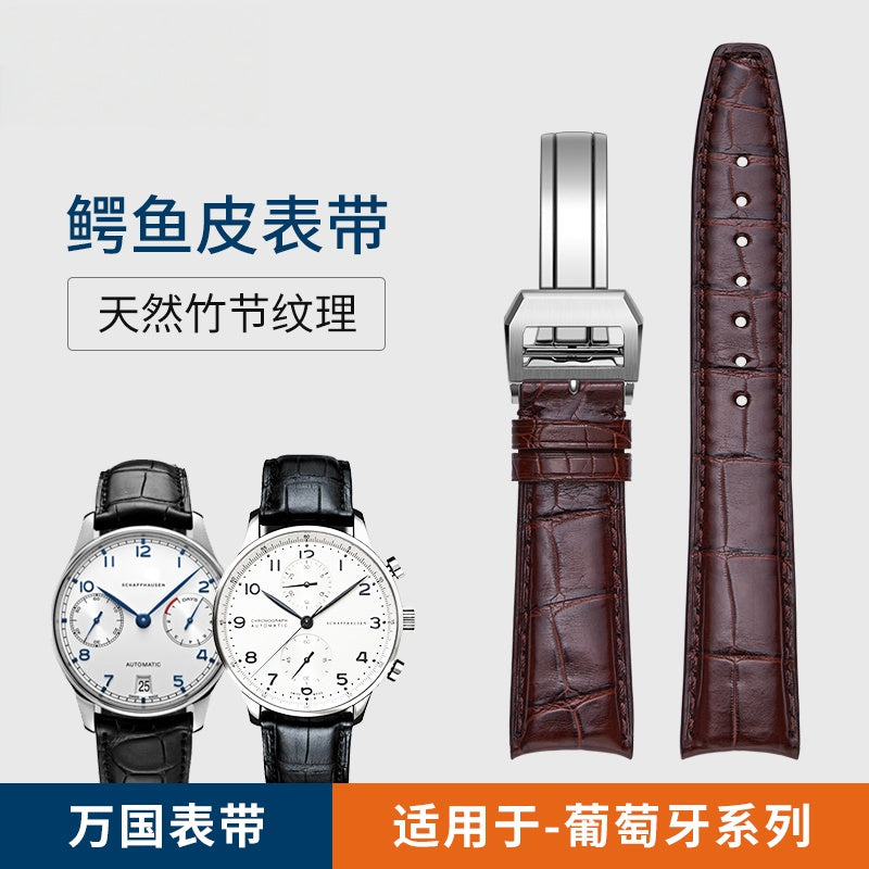Alligator Leather Watch Strap for IWC, fits Portofino, Pilot, Portuguese 7, Portuguese Chronograph, Genuine Leather for Men
