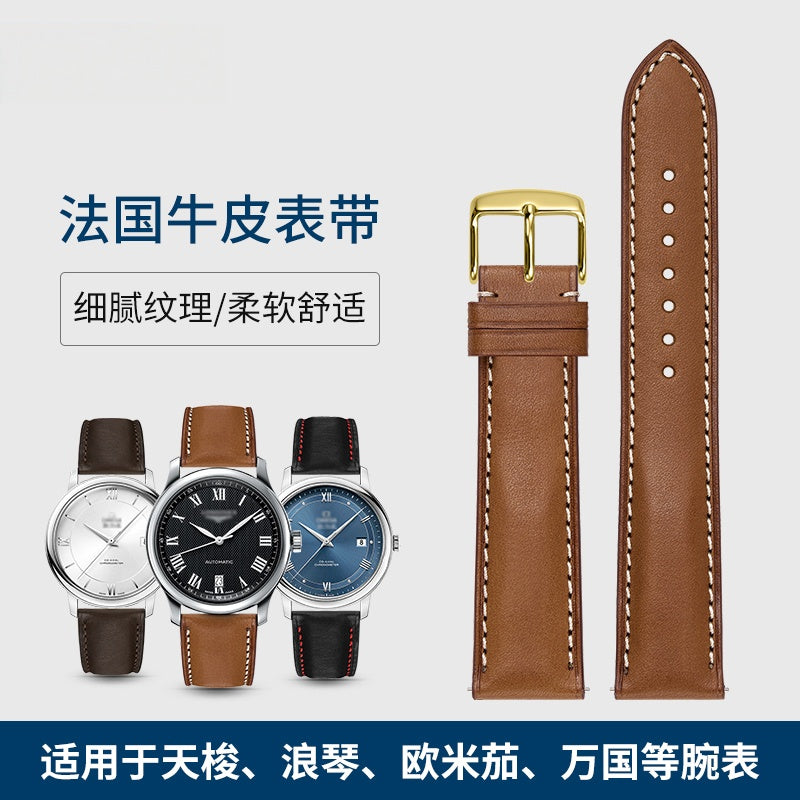 Nappa genuine cowhide leather watch strap for men and women, fits Omega, IWC, Mido, Tissot, Longines