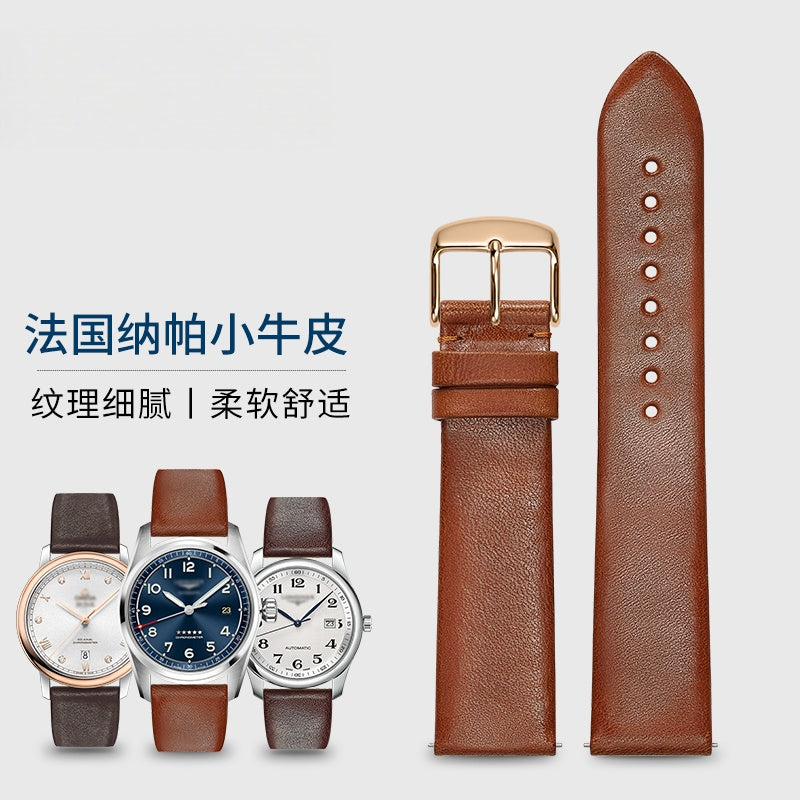 Genuine leather watch strap for men and women, thin top layer cowhide, fits Tissot, DW, Omega, Armani, Longines, IWC