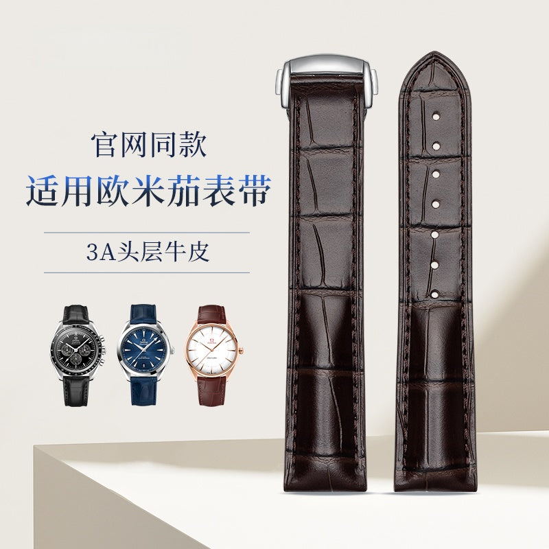 Genuine Leather Watch Strap for Men and Women, Original Quality, Fits Omega De Ville, Seamaster 300, Speedmaster