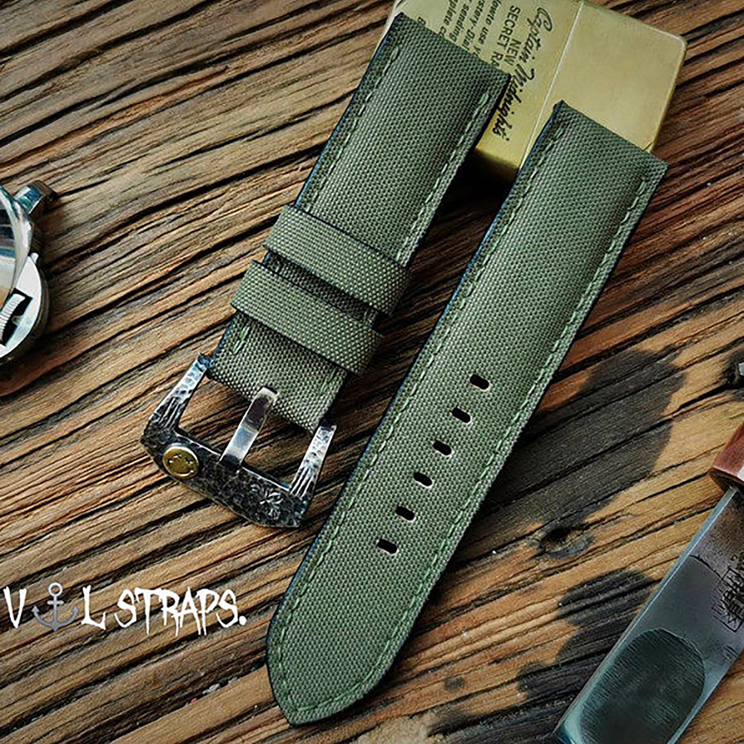 Handmade Nylon Watch Strap Customization - Waterproof, Sweat-Resistant, Durable & Soft, Black & Red, Raised Texture, Pin Buckle