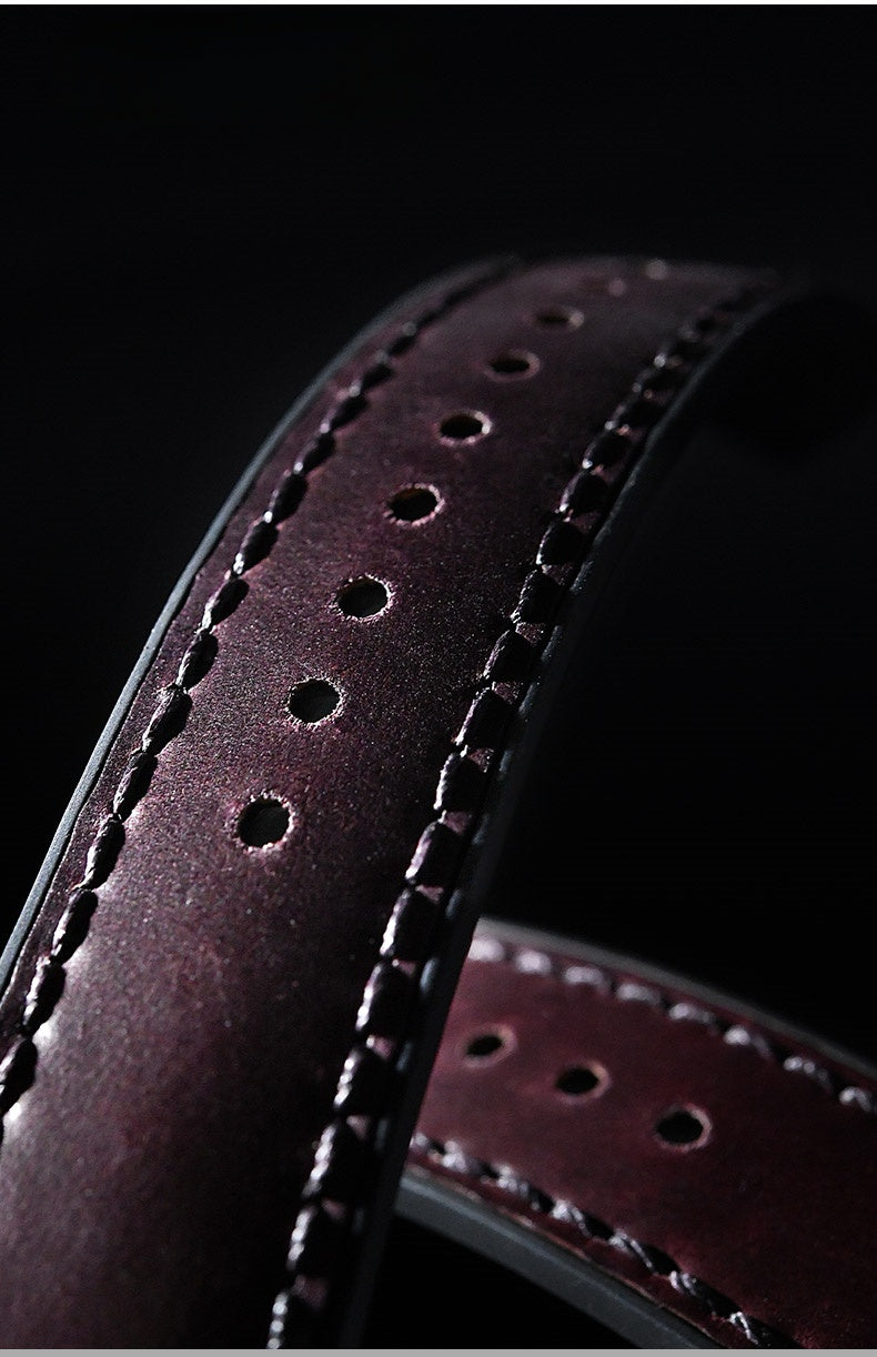 Fits Longines, Rolex, IWC, Omega Watch Straps – Cordovan Leather with Rubber Insert Watch Strap