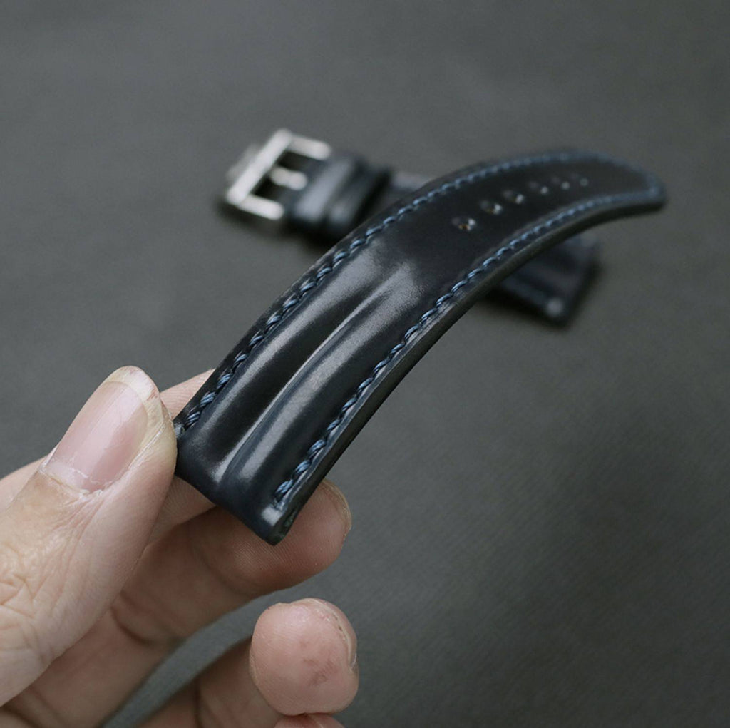 Horween Chromexcel Leather Watch Strap - Compatible with Longines Moonphase, Jaeger-LeCoultre, and Rolex Submariner (Green Dial)