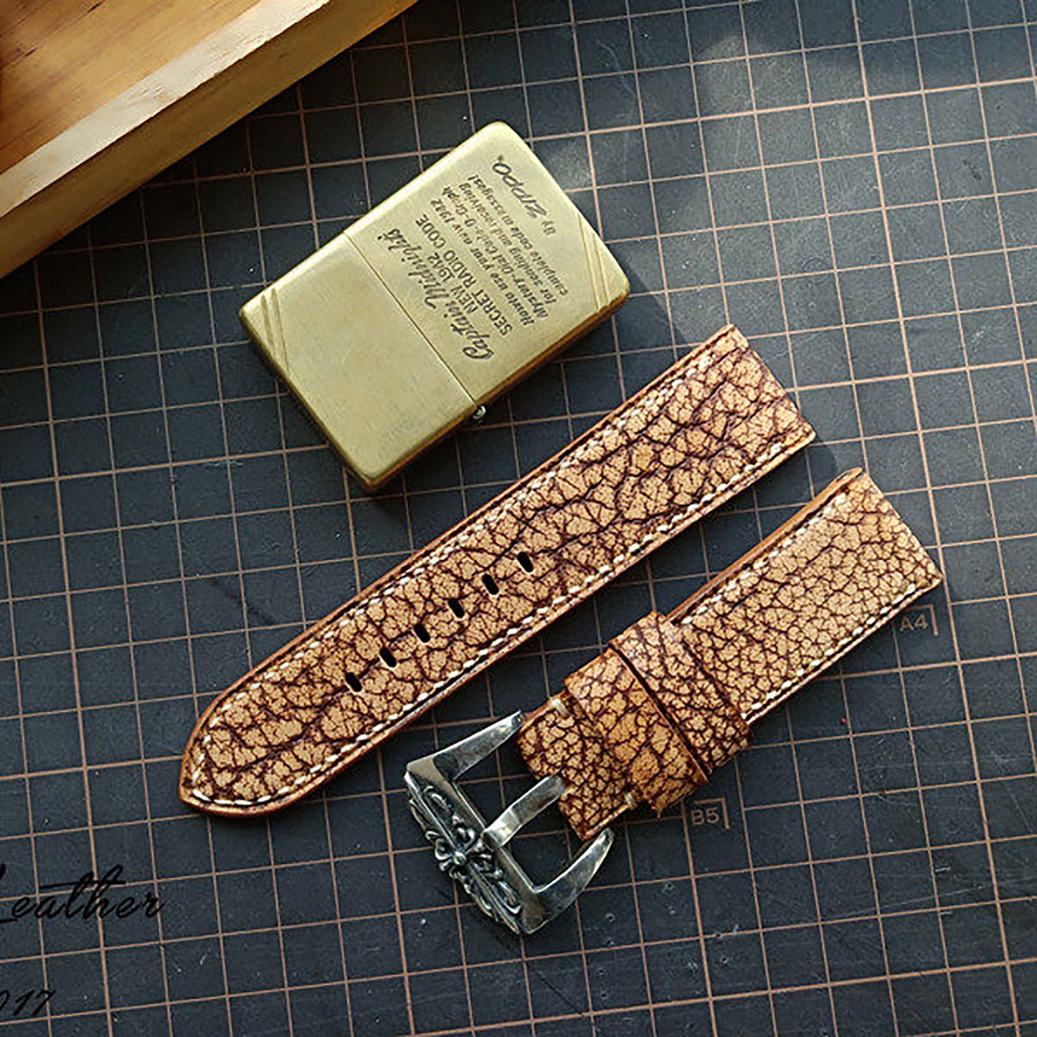 Handmade Vintage Wild Cowhide Leather Watch Strap - Retro Grain, American Rugged Style, Matte Finish, Distressed Look, Soft & Comfortable, Brown Pin Buckle