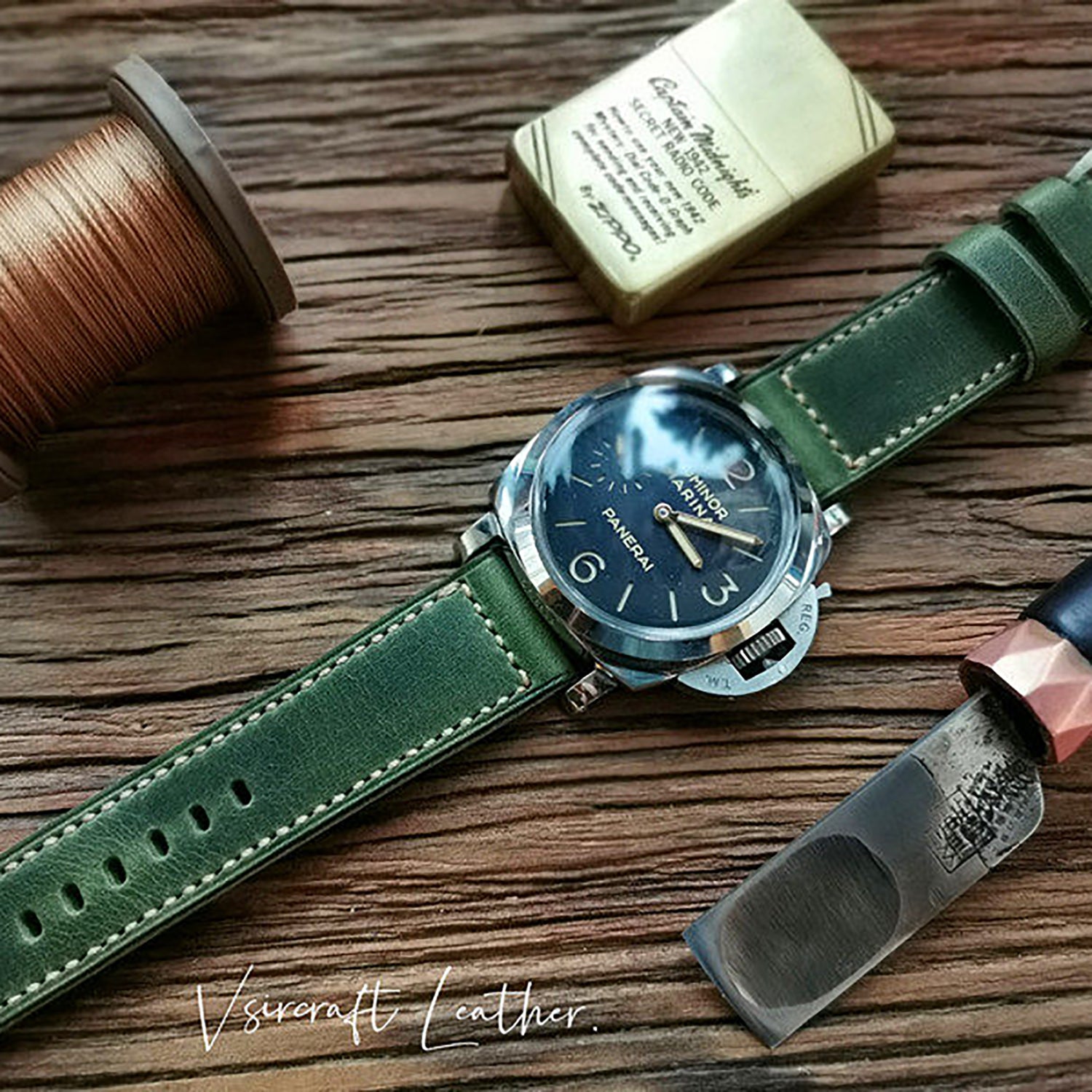 Handcrafted Italian Cracked Leather Watch Strap - Thickened Blue Version, Original Factory-Fitted