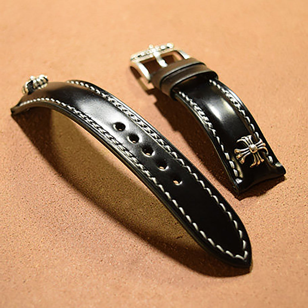 Handcrafted Horsehide Leather Watch Strap with Silver-Tone Hardware for Panerai Watches - Vintage & Premium Aesthetic